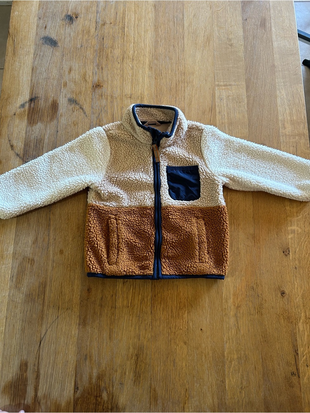 Cat & Jack Navy and Tan Sherpa-Lined Jacket
